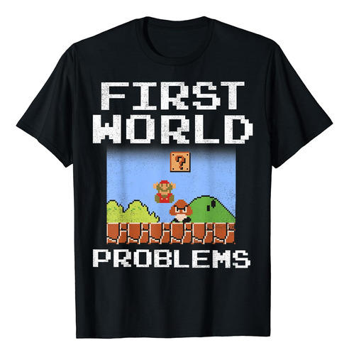 Camiseta Gráfica Super Mario Retro 8 Bit Problemas Del Prime