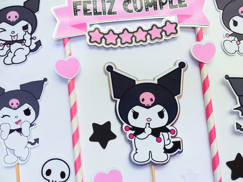 Decorativo Torta Kuromi, Decoracion Kuromi, Topper Kuromi