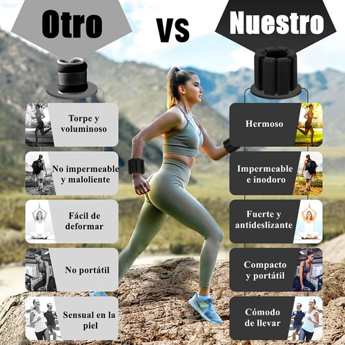 1kg Par Tobilleras Peso Muñequeras Pulsera Silicon Polainas