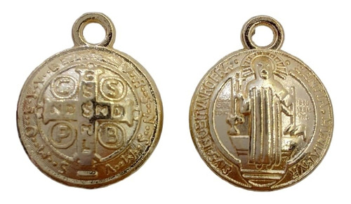 Abalorio Medalla San Benito Globo Dorada 1.5cm, 50 Piezas