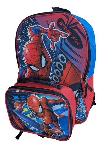 Spiderman - Mochila Para Niños De 16 Pulgadas Con Lonchera E