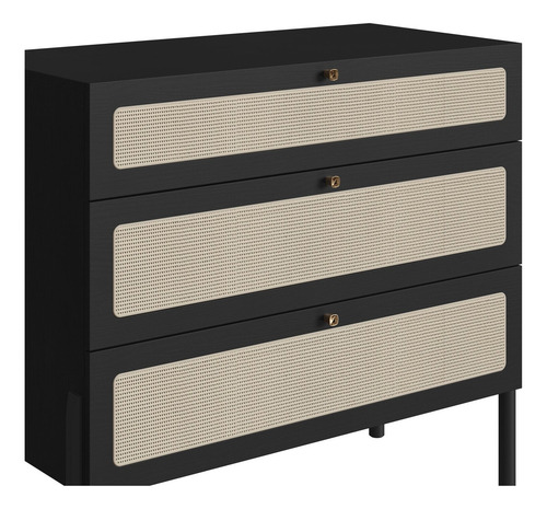 Comoda 3 Gv Corrediças Telesc Pes Madeira 27934 Oslo Nero Artesano