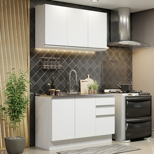 Cocina Integral Madesa Glamy Blanco 120 Cm 01 Blanco