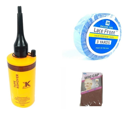 Kit Touca Wig Cap + Fita Azul Walker Tape + Tape Remover