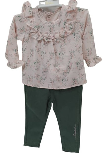 Conjunto Blusa Estampada Calça Bebê Menina Paraiso Rf 13083