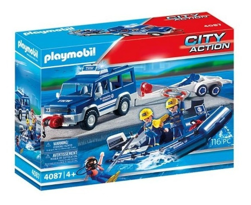 Playmobil 4087 Bote,jeep Y Trailer De Rescate Marítimo Nuevo