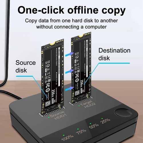 Duplicador M.2 Sata De Doble Bahía Ssd De Disco Duro Externo