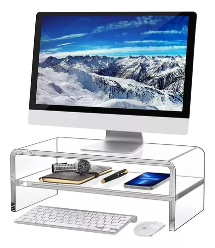 Elevador transparente para ordenador portátil, soporte de escritorio de  oficina, elevador de pantalla, organizador de Monitor Acrílico - AliExpress