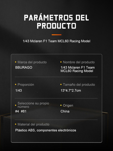 Bburago 1:43 2023 F1 Mclaren Mcl60 #4 Lando Norris Diecast