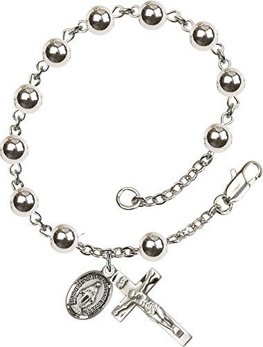 Pulsera De Dije - Plata De Ley Rosario Pulsera Con Plata De