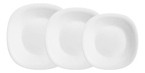 Set De Vajilla 18 Piezas Juego Platos Vidrio Templado Opal Color Blanco Semicuadrado