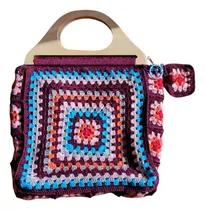 Comprar Bolso De Mano Tejido 100% Artesanal, Con Asa De Madera.