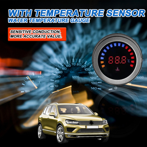 Medidor Temperatura Agua Coche 52mm Led 0-120 Sensor Alarma