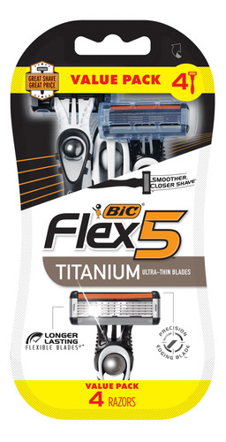 Bic Flex 5 Titanium - Maquinilla De Afeitar Desechable De 5 