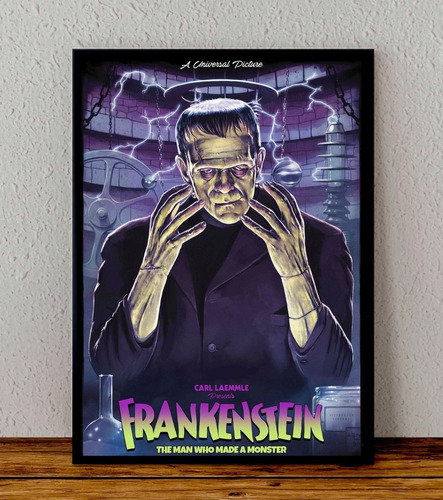 Cuadro 33x48 Poster Enmarcado Frankenstein Pelicula
