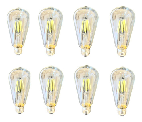 Pack 8 Ampolletas Led Luz Fria 6w Vintage E27 