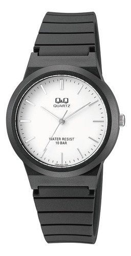 Reloj Q&q Dama Analógico Sumergible Silicona Colores Malla Negro Bisel Negro Fondo Blanco