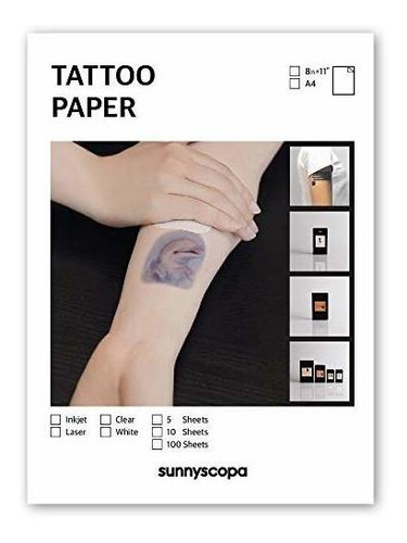 Tatuaje Temporal Sunnyscopa Inkjet Imprimible 11x85 5 Hojas 