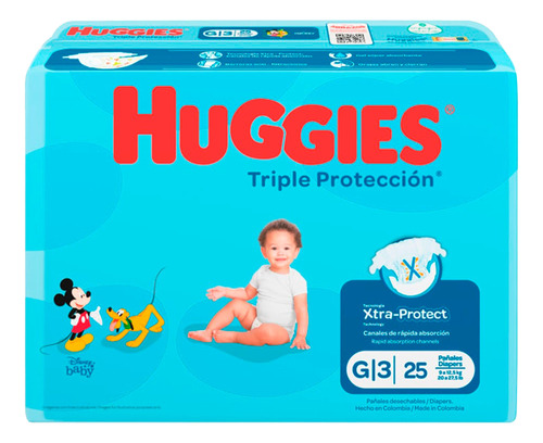 Pañales Triple Protección Huggies Talla G 25unds