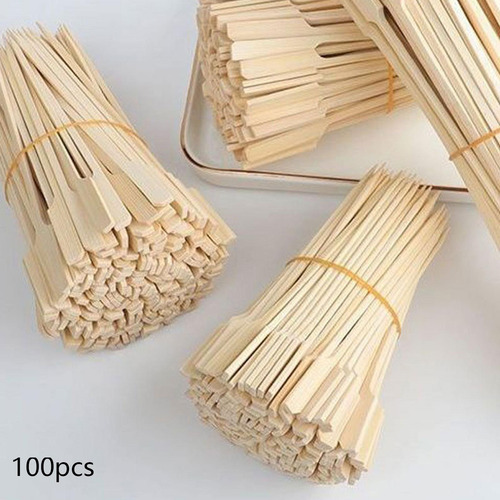 4 Set De 100 Brochetas De Madera Natural Para 4 Piezas