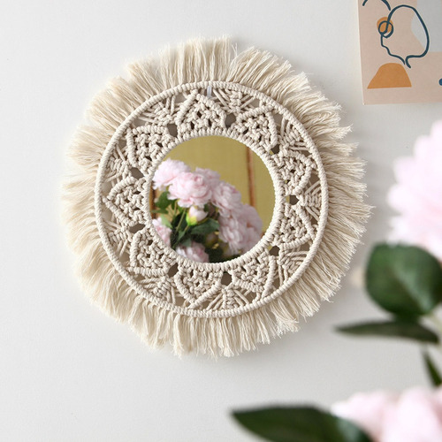 Tapiz Colgante De Pared Con Espejo De Macramé Boho Gramo