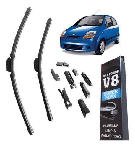 Juego Plumillas Delanteras Silicona Chevrolet Spark 0.8 1.0