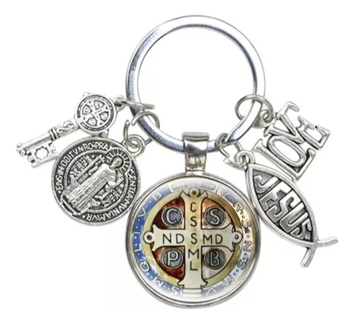 Llavero De Protección Medallas San Benito Católico Unisex