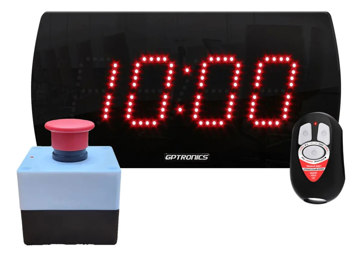 Relógio Led + Botoeira P/ Brincadeira Desafio Cronômetro 10s Sem Fio Preto