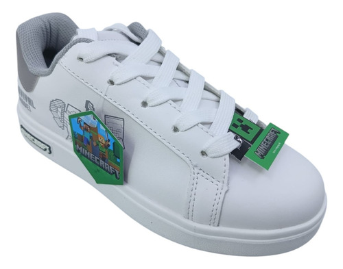 Tenis Hombre Cómodo Survival Mode Minecraft Mi5231 Blanco
