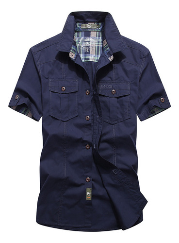 Camisas De Algodón Para Hombre De Manga Corta, Sobrecamisa D