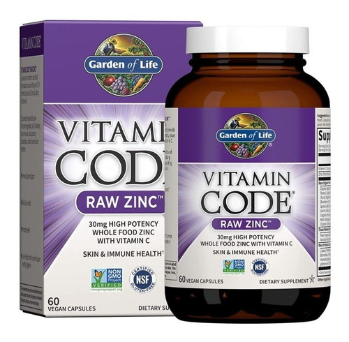 Vitamin Code Raw Zinc 60 Caps Garden Of Life + Vitaminas C O Sabor Neutro