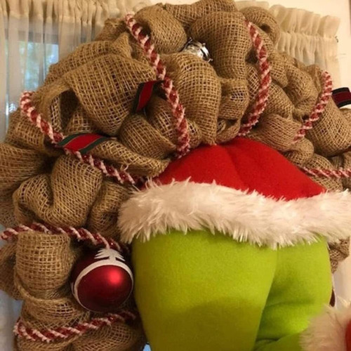 Corona De Flores De Ladrón Del Grinch Para Decoración De Árb