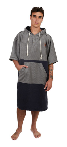 Poncho Terry Negro Gris / Poncho Surf Kano