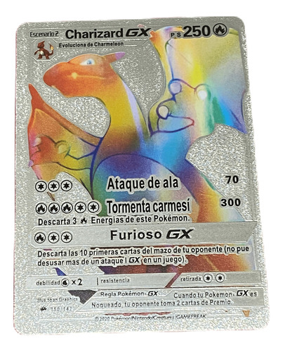 Juego De Carta Pokemon Plateada Colección Charizard Gx 250