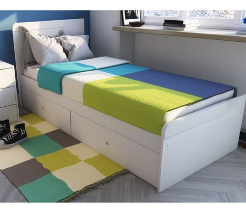 Cama Juvenil 1 Plaza 80 Cm Melamina  Con Cajones 1701-9