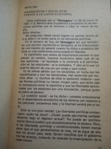 Anarquismo Y Elecciones. Malatesta - Merlino, Bonanno. Col A
