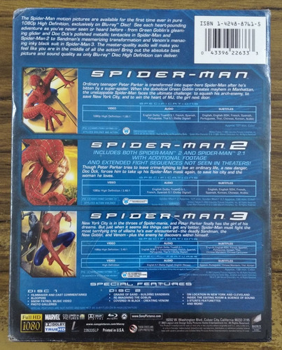 Spiderman: The High Definition Trilogy. Blu-ray