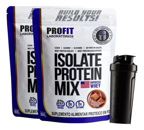 2x Whey Protein Isolado Mix Profit 900g = 1,8kg +vaso Gratis