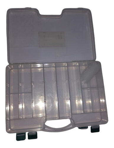 Caja Plastica Pesca Doble 20 Divisiones Gavetero P/ Anzuelos Color Transparente