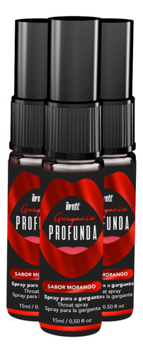 Kit 3 Spray Garganta Profunda Intt Oral De Morango 15ml