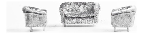 3x Mini Juguetes De Sofá Muebles De Muñeca Bjd 1/25 Gris
