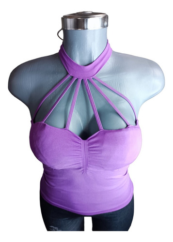Blusa Halter Con Escote Morada Plush Up