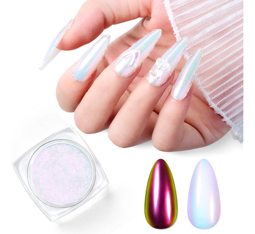 Polvo De Uñas Cromado Esmalte De Opalo Aurora Manicura