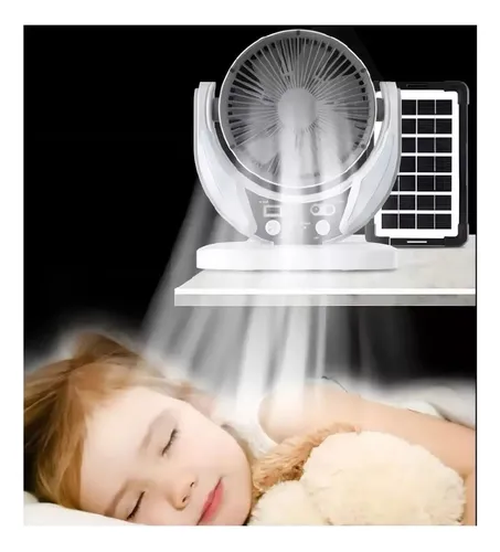 Ventilador Portátil Recargable Con Panel Solar 6 Pulgadas