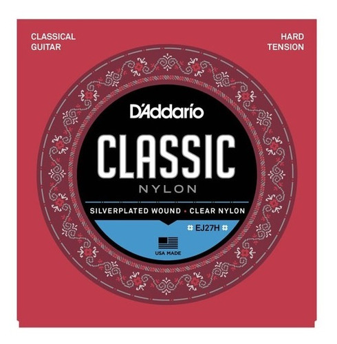 Set Cuerdas Para Guitarra Clasica Nylon Daddario Ej27h Hard