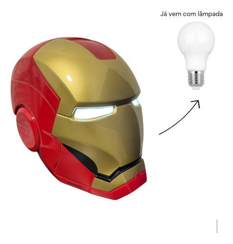 Luminária Abajour Marvel Iron Man Vingadores Led C/ Lâmpada