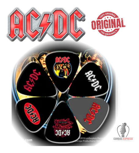 Kit Palhetas Colecionáveis Ac/dc Perri's Com 6 Unidades