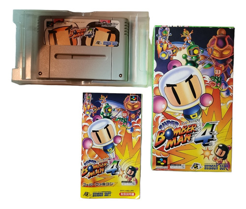 Super Bomberman 4 Japonés Snes Super Famicom Con Caja Y Manu