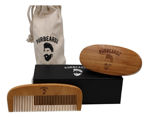 Purbeardz Kit De Peine Para Barba Y Cepillo Para Barba, Cepi