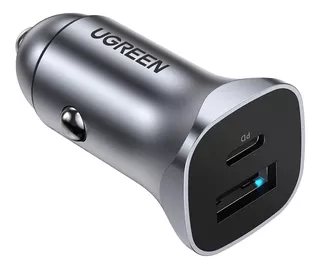 Cargador De Auto Ugreen Usb C Pd Y Qc 3.0 20w Carga Rápida Color Gris